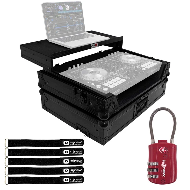 Prox XS-DDJSR2LTBL-LED Black Pioneer DDJ-SR2 Case with Red TSA Lock