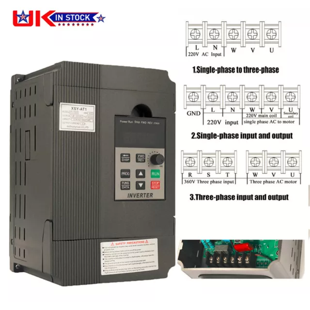 VFD Frequency Speed Controller 2.2KW 220V Single to 3Phase Motor Inverter U0J7