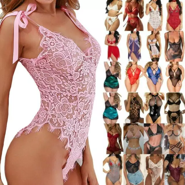 Women Sexy Lace Lingerie Erotic Thong Bodysuit Nightwear Sleepwear Underwear﹏