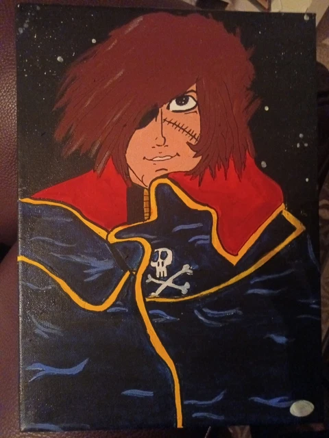 Capitan Harlock Cartoni Animati Anni 80 Quadro 35X40 Fatto A Mano