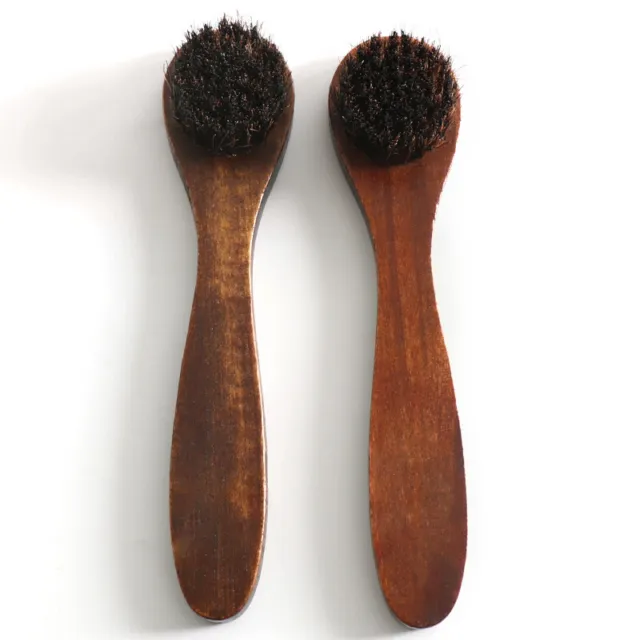 Horse Hair Brush Shoe Applicator Brush Wood Handle Polish Shine Cleaning Dauber