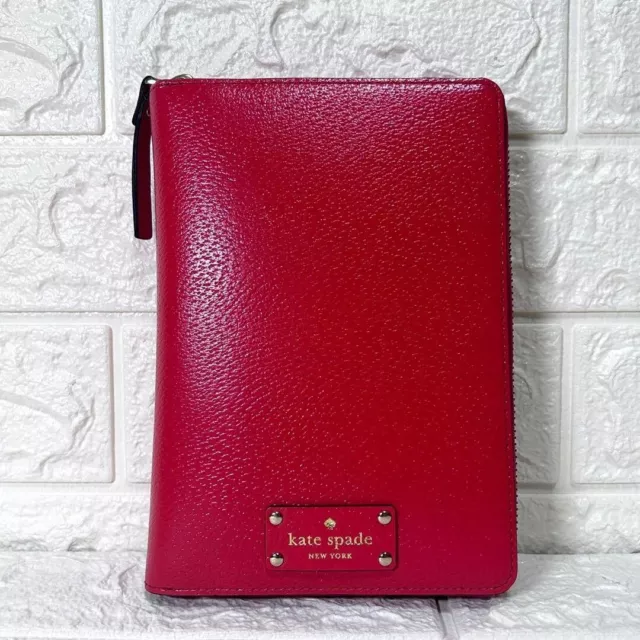 Kate Spade Planner Zip Agenda Organizer 6 Hole Leather Red 20×13cm