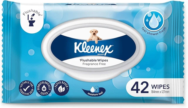 Kleenex Flushable Fresh Wipes Fragrance Free 42 Wipes-AU Free Shipping