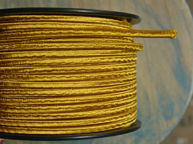 Gold 2-Wire Cloth Covered Cord, 18ga. Vintage Style Lamps, Antique Lights, Rayon