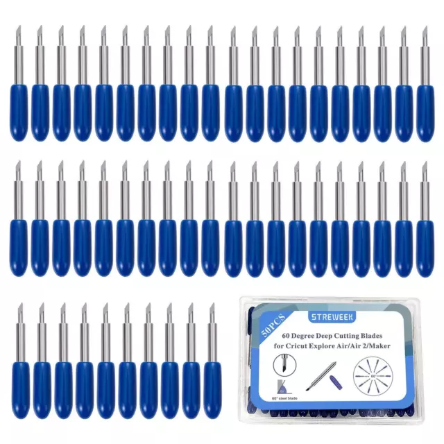 50PCS 60°Deep Cut Replacement Blades,The Fine Point Blades Compatible with Cr...