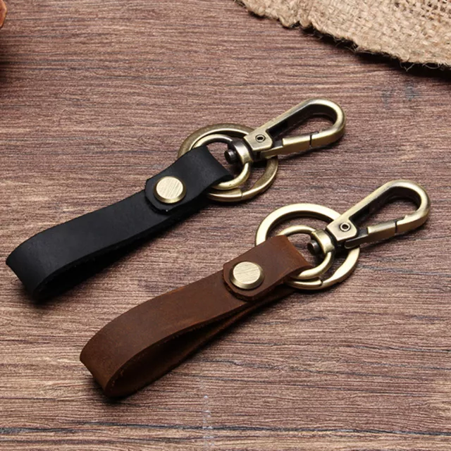 LEATHER & KEY CHAIN Belt Loop Key Holder Ring Keychain Keyring Keyfob Detachable