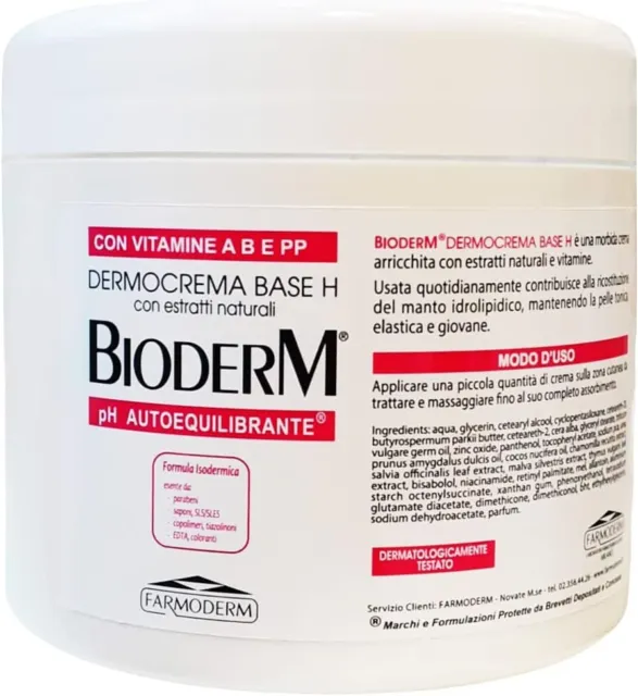 BIODERM Dermocrema Base H - Crema Super Idratante Corpo e Mani Burro di Karité