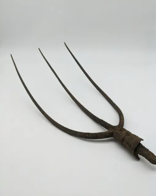 Antique Three Tine Prong 12” Pitchfork Hay Fork Primitive Rustic Farm Tool