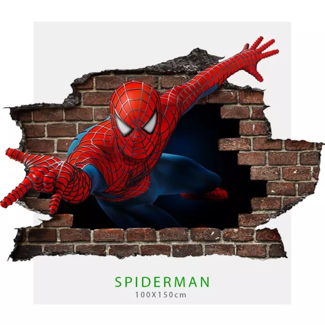 Adesivo parete murale effetto 3D Spiderman uomo ragno wall stickers