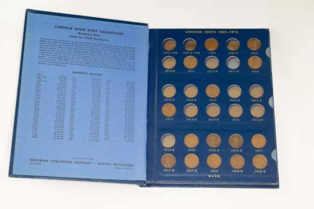 1909-1940 1c Whitman #9405 Lincoln Cent Album Wheat Set 66 coins