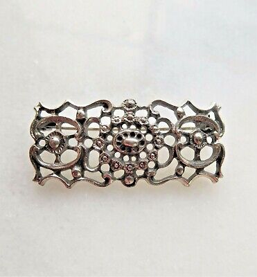 Detailed Antique Stamped 800 Silver Art Nouveau Art Deco Brooch Signed By Maker
