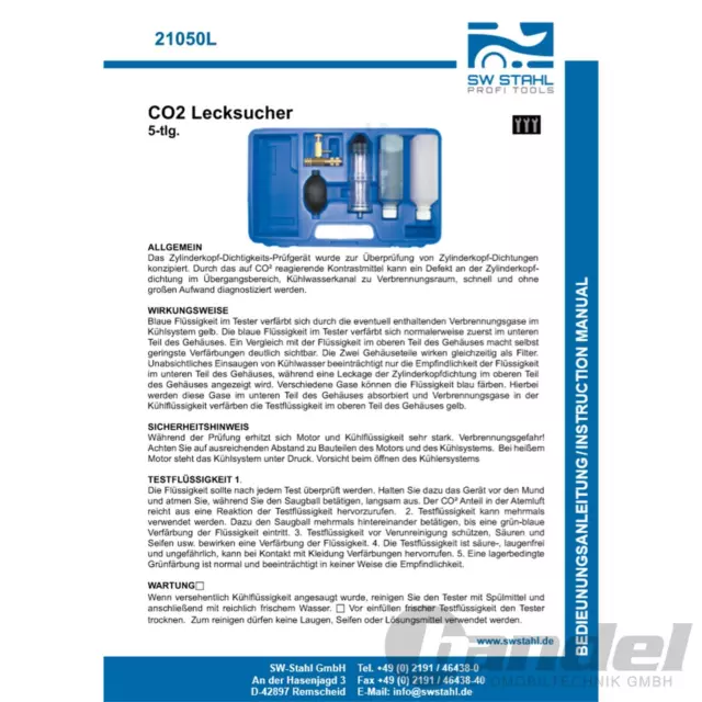 Sw Stahl Co2 Leck-Sucher Joint de Culasse Contrôleur Motor-Kohlendioxid-Tester 2