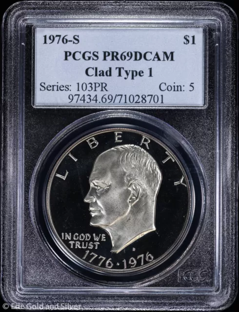 1976-S $1 Proof Clad Type 1 Eisenhower "Ike" Dollar PCGS PR 69 DCAM