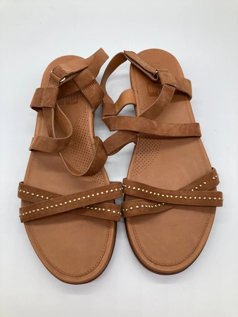 FitFlop Lumy Criss Cross Suede  Women's Sandal With Studs Size 10