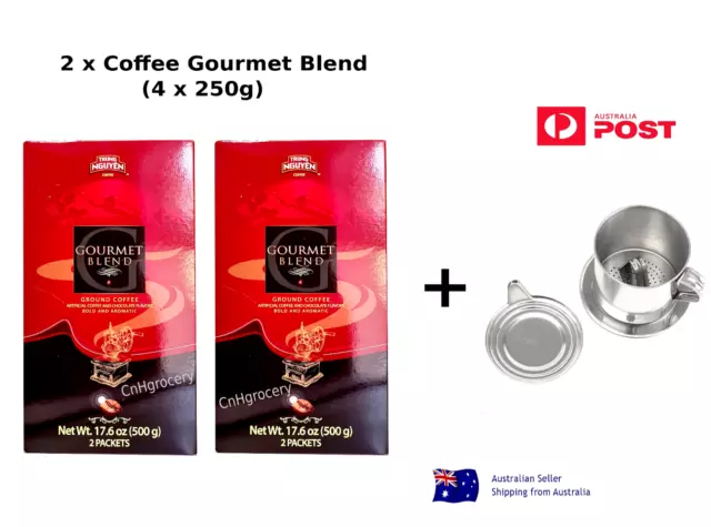 2 x Vietnamese Trung Nguyen GOURMET BLEND Ground Coffee 500g + Coffee Filter