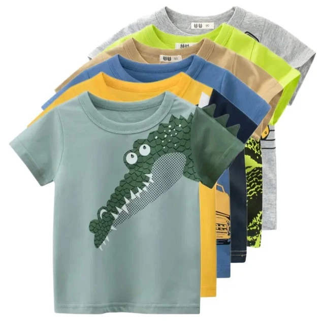 2023 Summer Children 3D Cartoon T-shirt for Boy Animal Print Dinosaur Shark Boys