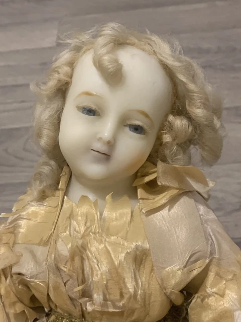 ANCIENNE POUPEE EN Cire -Magnifique Vierge A L Enfant EUR 370,00