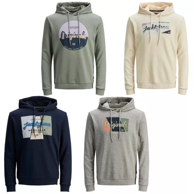 Jack & Jones Hoodie Mens Hooded Long Sleeve Sweatshirt Chest Print Logo Sweater