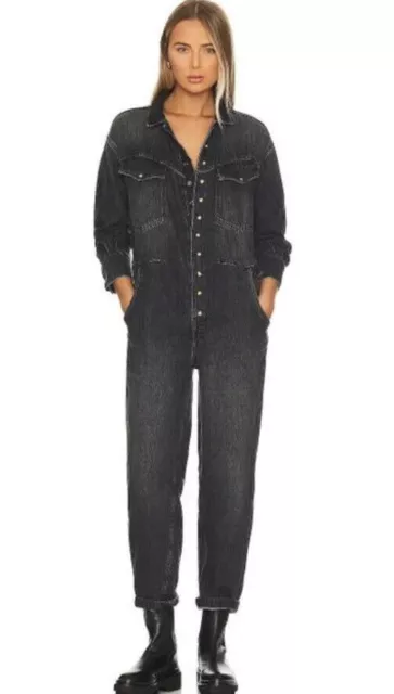 NWT FREE PEOPLE Care Townes Coveralls Jumpsuit Black Sz S
