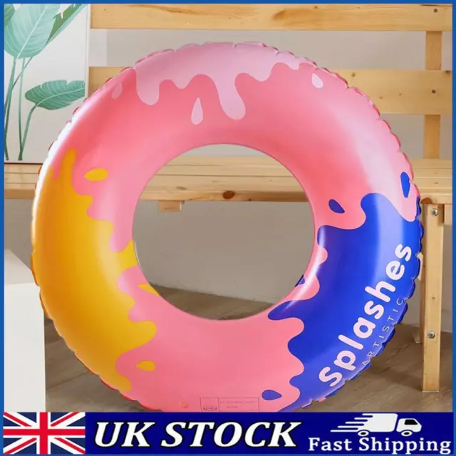 Block Pattern Swim Circle Soft Sturdy Pneumatic Swimming Ring for Beach Vacation