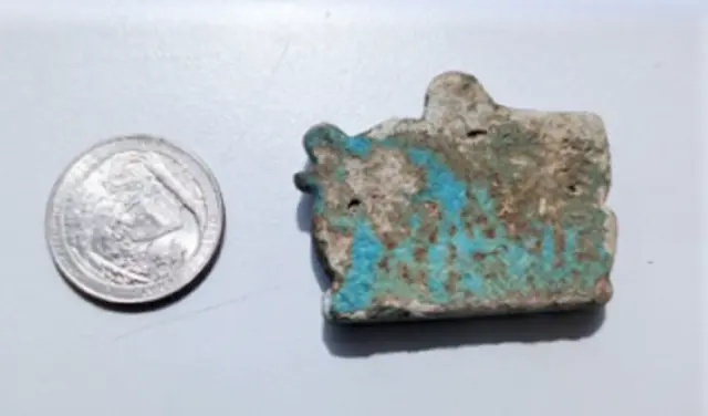 Ancient Egyptian Turquoise Glazed Faience "Eye of Horus" Seal or Amulet Lot 2