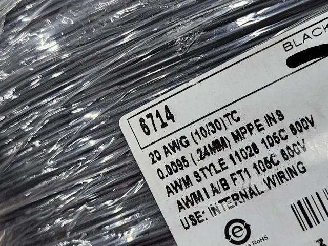 Alpha Wire 6714 #20awg EcoWire mPPE Tinned Copper Hook Up Wire 600V Black /50ft