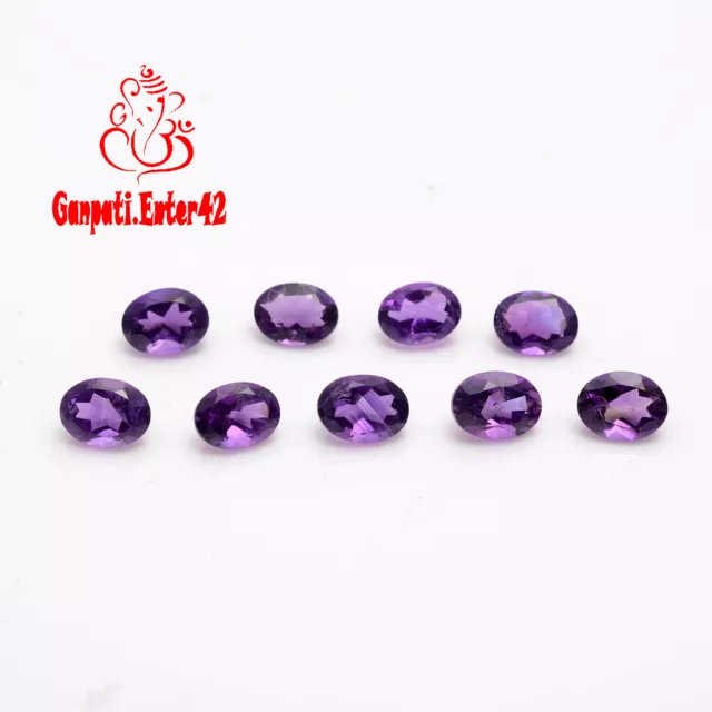 NATURAL AMETHYST FACETED OVAL CUT 6x4 MM 10 PCS LOT CALIBRATED LOOSE GEMSTONES E