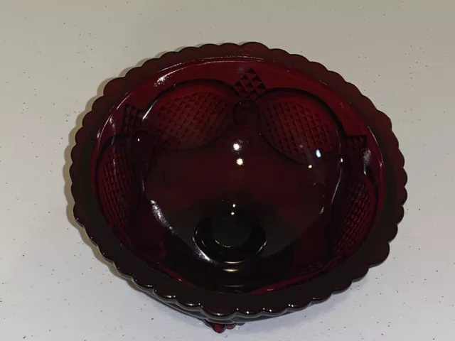 Vintage Avon 1876 Cape Cod CANDY DISH Footed Red Ruby Glass Pedestal Bowl 2