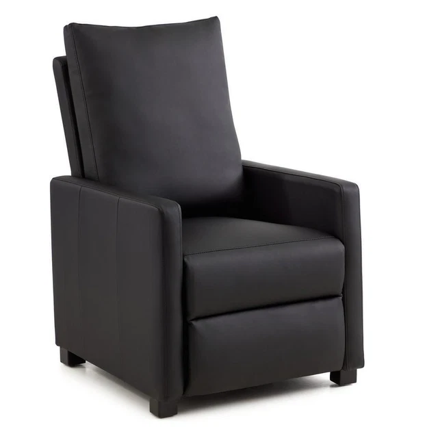 Brookside Recliner 39"X26"X27.75" Black Faux Leather Square Arm Manual Club