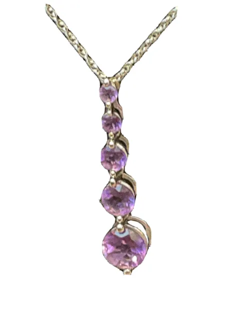 10kt Plumb Gold White gold amethyst  pendant  & Chain necklace