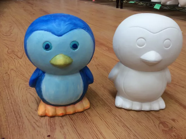 Ceramic Bisque Ready to Paint Your Own Pottery Large Penguin Money Box Bank