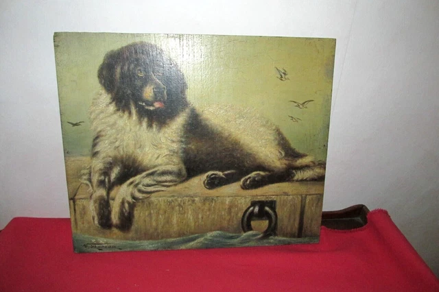 TABLEAUX  ANCIENS  CHIEN  PEINTURE  huile sur bois- signé V Moreau