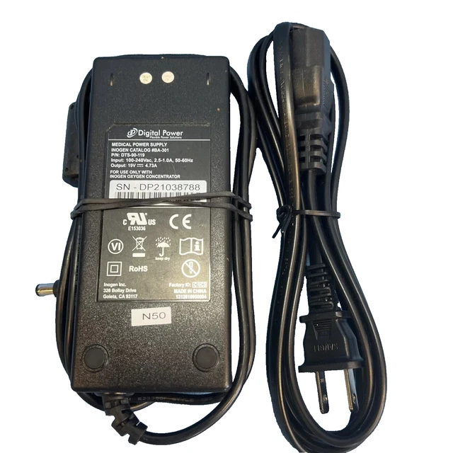 OEM Inogen AC Adapter Digital Power P/N DTS-90-119 CATALOG# BA-301 19V 4.73A
