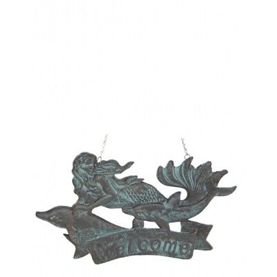 Antique Bronze Color Cast Iron Mermaid Welcome Sign.