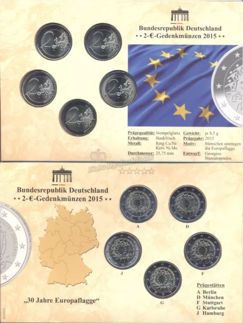 2015 Gemeinschaftsausgabe-30 Jahre Europaflagge, BTN-5x2€ Blister, A-J