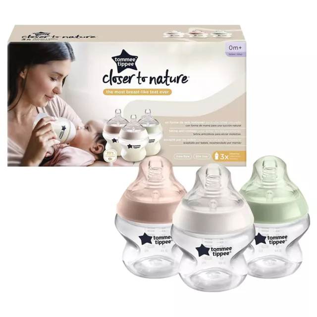 Tommee Tippee Closer To Nature Lente Flux Sein 150ml X 3 Bouteilles Easivent Set