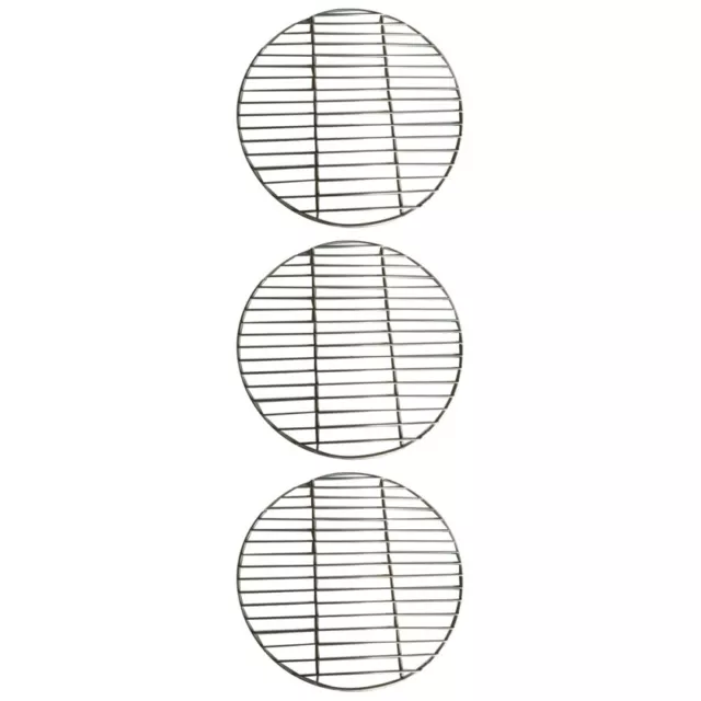 3 PCS Round Grill Net Fire Pit Cooking Grate Stainless Steel Accessories
