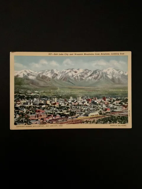 Postcard Salt Lake City and Wasatch Mountains From Airplane, Looking East
