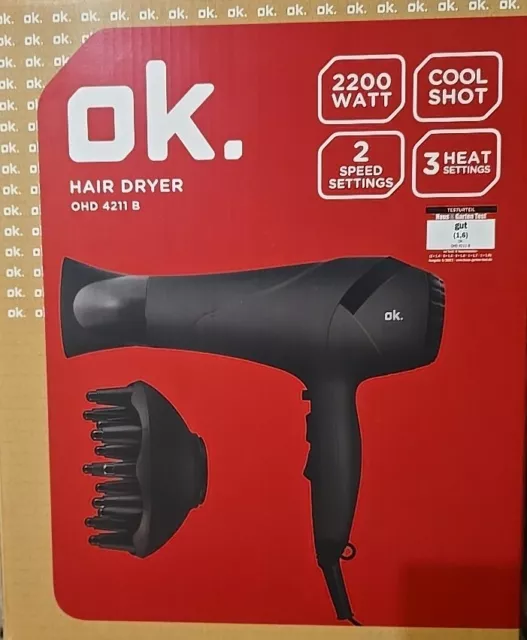 OK. OHD 4211B Haartrockner Schwarz (2200 Watt)