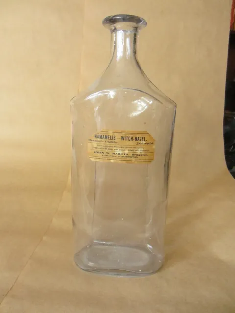 Vintage Hamamelis Witch Hazel bottle with Label John N. Martin, Druggist