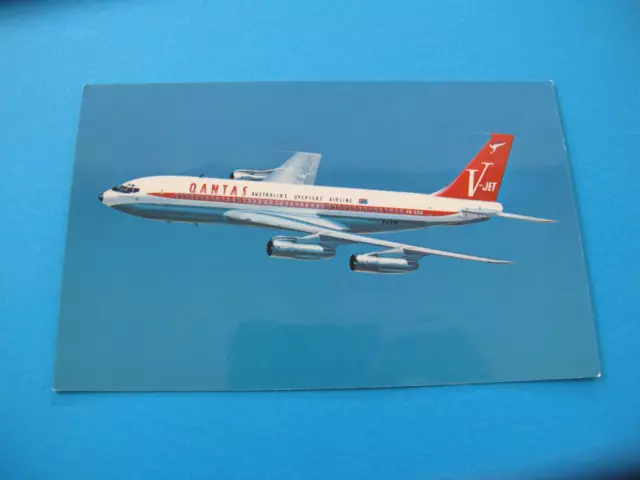 Qantas Airways Boeing 707 V Jet Airplane Postcard