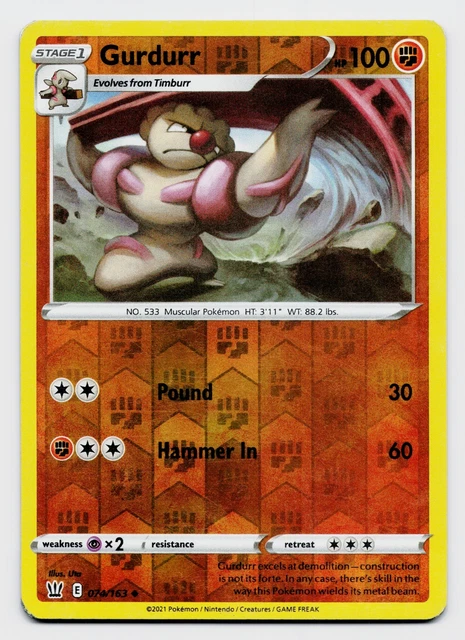 gurdurr pokemon card Japanese 051/086 sv11B C TCG  ToysOneJapan Colorless Pummel (40+) Flip a coin POKEMON GURDURR BATTLE Styles BST