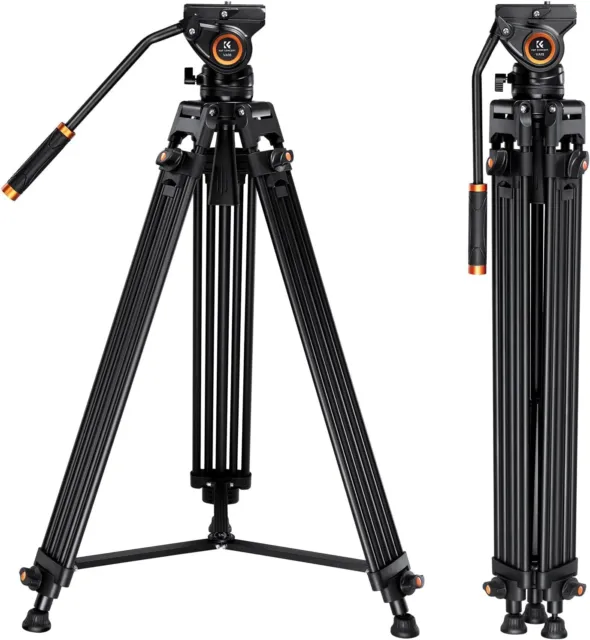 K&F Concept 184cm Pro Video Stativ mit 360° Fluidkopf Heavy Duty für Kameras DE 2