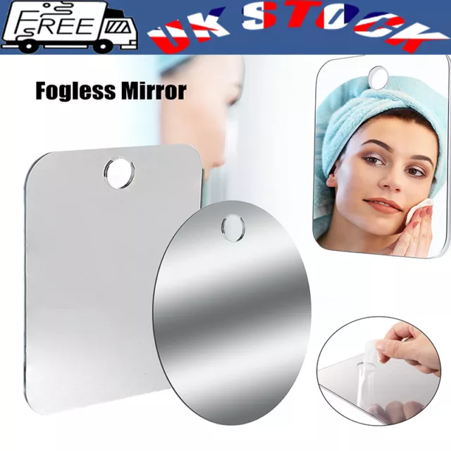 Shaving Shower Mirror Bathroom Anti-Fog Wall Suction Mount Fogless Travel UK