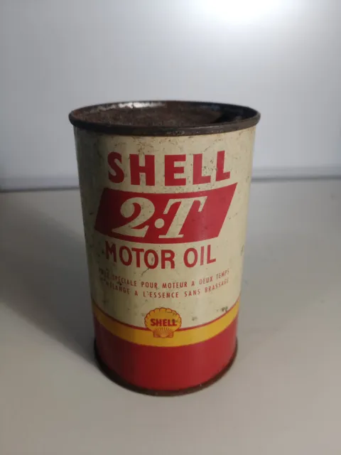 Ancienne boîte bidon Huile 2 temps SHELL MOTOR OIL