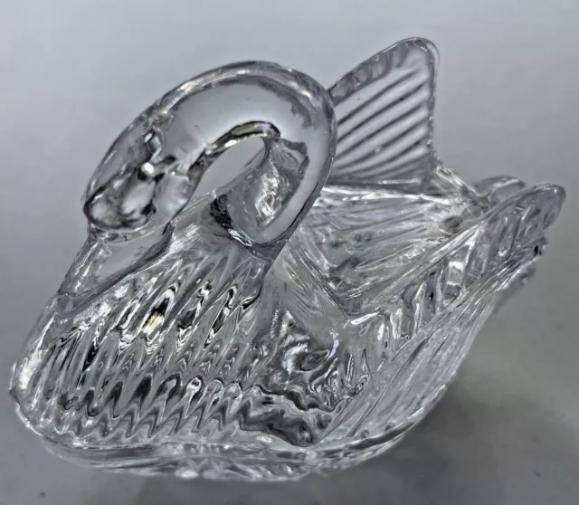 ANNA HUTTE Vintage Lead Crystal 2-Piece Swan Bird Trinket Ring Dish