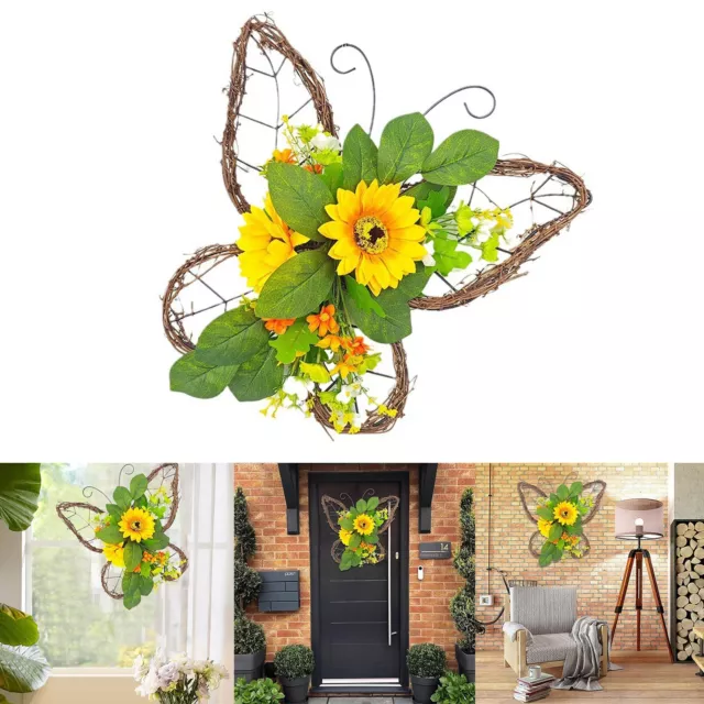 Spring Decoration Butterfly Wreath Simulation Flower Door Window Hangings Home