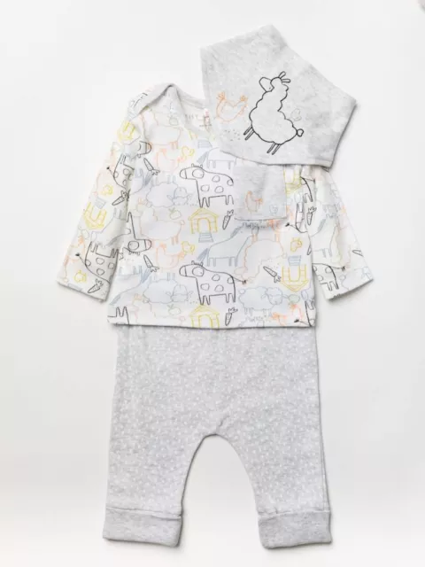 Organic Cotton Farm Animals design Unisex Baby Outfit Baby Shower Gift 3-6months