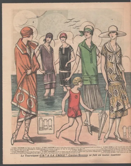 XL Modeillustration 1925, Strandmode, Bademode, Flapper, Badeanzug, 20er 2