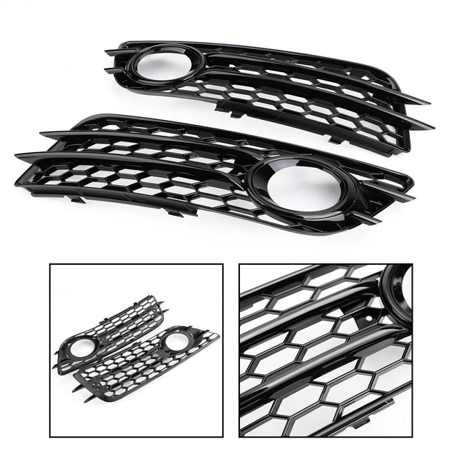 thumbnail image 2 of Pair Of Fog Grilles For Audi A4 (2008+) - Black Chrome Ring Frame - Aftermarket 2 of 6